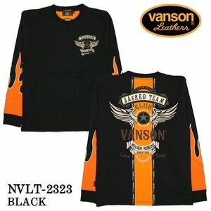 【SALE！30%OFF！】VANSON バンソン　天竺 長袖Tシャツ　NVLT-2323－ブラックーLサイズ