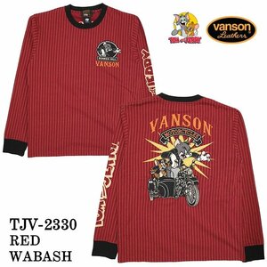 【送料無料！37%オフ！】VANSON×TOM&JERRY　バンソン　トムジェリ　天竺 長袖Tシャツ ロンT　TJV-2330－レッドウォバッシュ－サイズXL