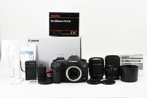 22624Y1　完動品　Canon キャノン EOS 7D Mark II 超望遠ダブルズームレンズセット /iphone転送リーダー/SD32/画面フィルム