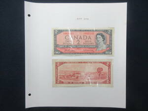41)『カナダ　１９５４年版　２ドル　２枚　』　検硬貨紙幣古銭貨幣
