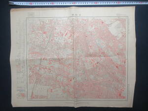 4)古地図『早稲田　大正1２年　１/１０，０００　約５８×４６ｃｍ　地番入り 』　