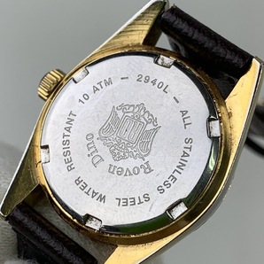【1円出品】F0471 Roven Dino ロマンディーノ 2940L クオーツ QZ ゴールドカラー デイト 3針 アナログ レディース腕時計 現状不動品の画像4