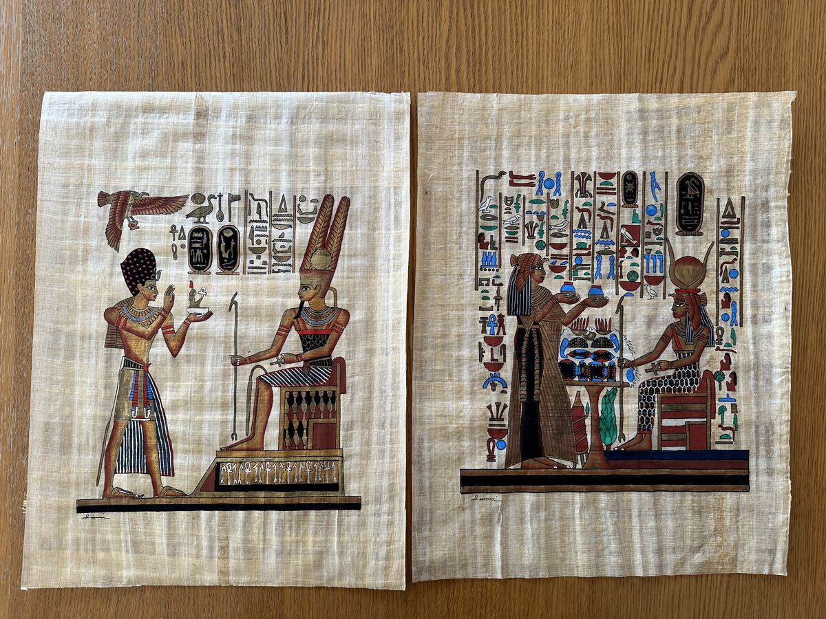 エジプト パピルス画 古代 神話 サイン 作者不明 まとめて, 美術品, 絵画, その他