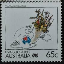 J281 オーストラリア切手「『LIVING　TOGETHER』(共に生きよう)をテーマとした各ジャンルの楽しいイラスト切手4種セット⑤」1988年　未使用_画像5