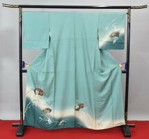 訪問着 披露宴 扇面 藤の花 おしゃれ 身丈153cm 裄丈67cm ★着物 結婚式 パーティー t‐993_画像1