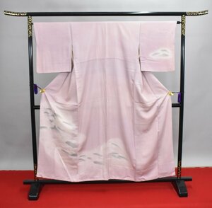 附下訪問着 自然文様 波文 桃色 披露宴 身丈150cm 裄丈65cm ★着物 パーティー t‐400