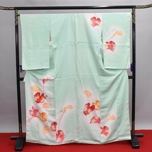 附下訪問着 披露宴 葉 花 おしゃれ 身丈160cm 裄丈66cm ★着物 パーティー t‐963の画像1