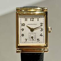 希少 HAMILTON 腕時計 ハミルトン 6270 ウィルシャー ゴールド スモセコ 純正ベルト レディース スクエア 稼働_画像2
