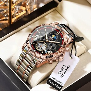  new goods unused wristwatch stainless steel men's special price luminescence sun analogue waterproof Impact-proof machine self-winding watch chronograph feeling of luxury business e2560