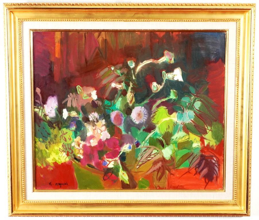 Koichi Hayashi Wild Flowers 1980 ◆ Oil painting No. 10 ◆ Signed ◆ Artist living in France! Teacher: Katsuzo Satomi, Painting, Oil painting, Nature, Landscape painting