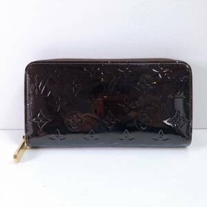 114【中古】LOUIS VUITTON ルイヴィトン M93522 モノグラム ヴェルニ ジッピーウォレット ラウンドファスナー 長財布 アマラント 現状品