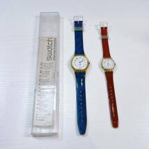 321☆中古☆ SWATCH スウォッチ 腕時計 ペアウォッチ クォーツ ブルー レッド 白文字盤 ラバーベルト ファッション 動作未確認 現状品_画像1