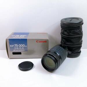 164【中古】Canon ズームレンズ EF 75-300mm f/4-5.6 with Lens Case ES-C17 キャノン カメラレンズ ケース 箱付き 動作未確認 現状品