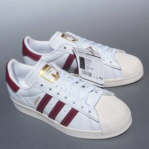 デッド!! US 7 1/2 / 25.5cm 新品!! 限定カラー 22年製 adidas スーパースター 白レザーｘエンジ 金ベロ