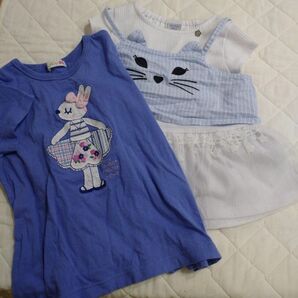 【中古】アナスイミニ ビスチェ付き半袖チュニックとニットプランナーTシャツセット 子供服 女の子