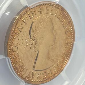 １円スタート【希少】1970年 イギリス ハーフペニー 銅貨 エリザベス女王2世 ゴールデンハインド アンティークコイン モダン 資産保全 PCGSの画像5