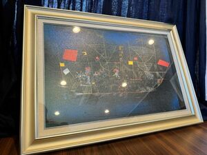 4535】美品【Paul Klee / パウルクレー　冒険者の船　90ｃｍ×63.5ｃｍ　大型額装絵画】