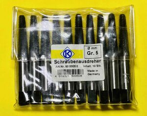 KOCH（コッホ）ドイツ製 スクリューエキストラクター No.5（M14～18ボルト用）10本セット/逆タップ