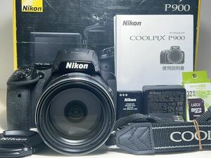 ◆美品◆Nikon ニコン COOLPIX P900 コンパクトデジタルカメラ 32GBメモリ付き 元箱 6ヶ月動作保証 