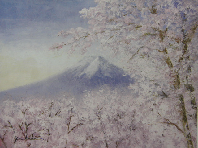 Masahiro Kimura, [Fuji et fleurs de cerisier], Provenant d'une rare collection d'art encadrant, Produits de beauté, Nouveau cadre inclus, intérieur, printemps, fleurs de cerisier, Peinture, Peinture à l'huile, Nature, Peinture de paysage