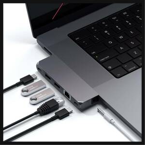 【開封のみ】Satechi ★USB-C Proハブ ミニ 6-in-2 (スペースグレイ) USB4, USB-Aデータ, USB-Cデータ (MacBookPro Air M1 M2対応)