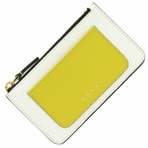 マルニ コインケース PFMO0025U1 ホワイト イエロー レザー 中古 カードケース コンパクトウォレット 財布