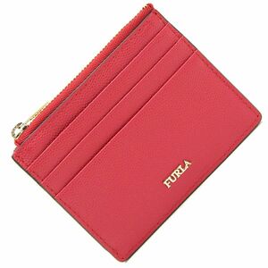  Furla coin case red leather used change purse . card-case red lady's 