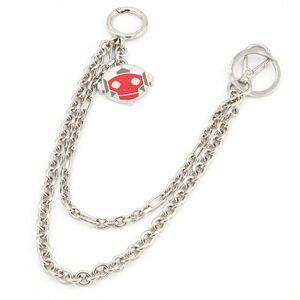  Prada wallet chain 2PS033 silver red metal used key holder key ring monkey . purse 