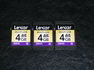 動作保証！Lexar SDHCカード 4GB クラス④ 3枚セット