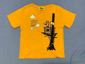 古着 Laundryランドリー 半袖Tシャツ Tシャツ 半そでTシャツ M 120cm TORA KIDS キッズ 子供 男の子 ボーイズ オレンジ　イエロー