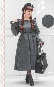 ☆新品☆ しまむら　青木美沙子 チェックフリルワンピース　Lサイズ　ロリータ　かわいい