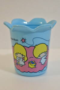  Sanrio Little Twin Stars blue ice cup pra cup ⑬/ blue /ki Kirara /kiki&lala/ glass / that time thing / retro / old Logo /1976/SANRIO