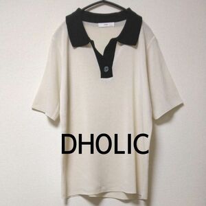 【新品未使用】DHOLIC ◆ バイカラートップス　プルオーバー　サマーニット　半袖　ポロ襟