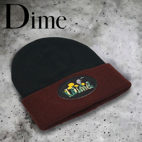 ◆DIME Classic Allergie Beanie ニット帽　ブラック/バーガンディー　ニットキャップ　ビーニー　ダイム　DIME MTL SKATEBOARD