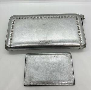 中古　J＆Mデヴィットソン　長財布＆名刺ケース　革　シルバー/2989