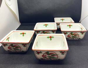 昭和レトロ　たち吉　橘吉　角皿　小鉢５客セット　陶器　和食器　日本製/3110-12