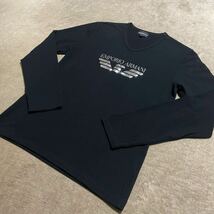 エンポリオアルマーニ ■ 美品！銀箔ブランドロゴ　長袖Tシャツ Lサイズ　EMPORIO ARMANI ロンT_画像3