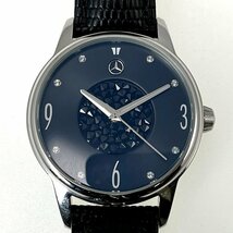 メルセデスベンツ エンブレム 黒文字盤 メンズ腕時計 クォーツ 可動 中古良品[03-3469_画像2