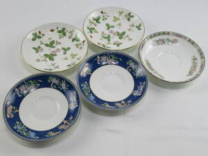 ★同梱不可【送900円】7367　最終　WEDG WOOD ウェッジウッド　ソーサー5枚セット　食器　WILD STRAWBERRY　BLUE SIAM　KUTANI CRANE　