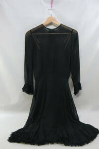 *[S sending 900 jpy ]1085 MISS DIOR mistake Dior Christian Dior silk One-piece sia- black 9 silk 100% inner equipped 