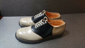 REGAL リーガル サドルシューズ BOH 2051 26.5cm Made in JAPAN 革靴 ガラスレザー USED 中古 グレーベージュ ブラック 訳あり