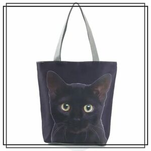 トートバッグ エコバッグ ねこ 黒猫 ねこ柄 バッグ バック 大容量 軽量 マチ マザーズバッグ ファッション 猫好き 収納