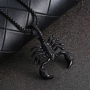 ネックレス 黒 蠍 サソリ メンズ レディース ベネチアンチェーン ブラック ペンダント かっこいい デザイン 装飾 さそり 虫