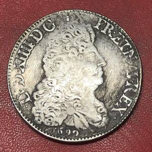 古銭　フランス　ルイ14世 大型銀貨　貿易銀　記念硬貨　ヨーロッパ古銭　アンティークコイン