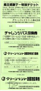 グリーンランド株主感謝デー特別チケット　3月28日のみ有効 ３セットまで