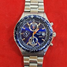 SEIKO クロノグラフANA HAPPY FLIGHT 7T92-0CF0 稼働品_画像2