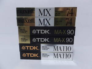 「未開封」メタル カセットテープ metal position type Ⅳ TDK MA110/MA-X 90/ MAXELL MX 74 各２本　合計６本