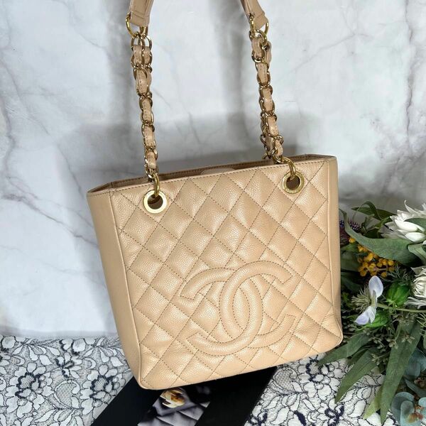 CHANEL シャネル【美品】PST キャビアスキン チェーンショルダーバッグ