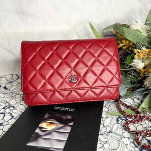 CHANEL シャネル【美品】チェーンウォレット ラムスキン マトラッセ