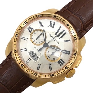  Cartier Cartier Carib rudu Cartier хронограф W7100044 серебряный циферблат K18PG/ кожа ремешок ( неоригинальный ) наручные часы мужской б/у 